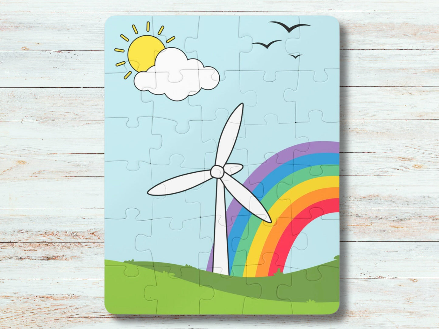 Wind Energy Puzzle for Children, Holiday Gift Idea for Toddlers, Large Pieces Puzzle for Young Kids, Montessori Christmas Gift for Kids.