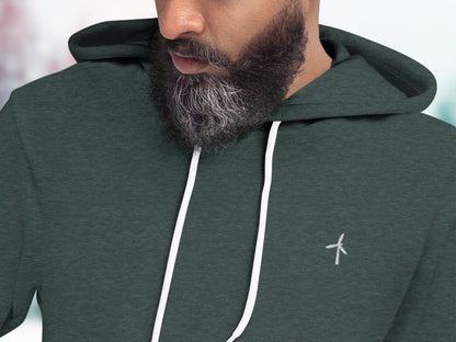 Wind Energy Embroidery Unisex Hoodie, Hooded Cotton Sweatshirt with Embroidered Wind Turbine, Renewables Supporters Pullover, Fleece Hoodie