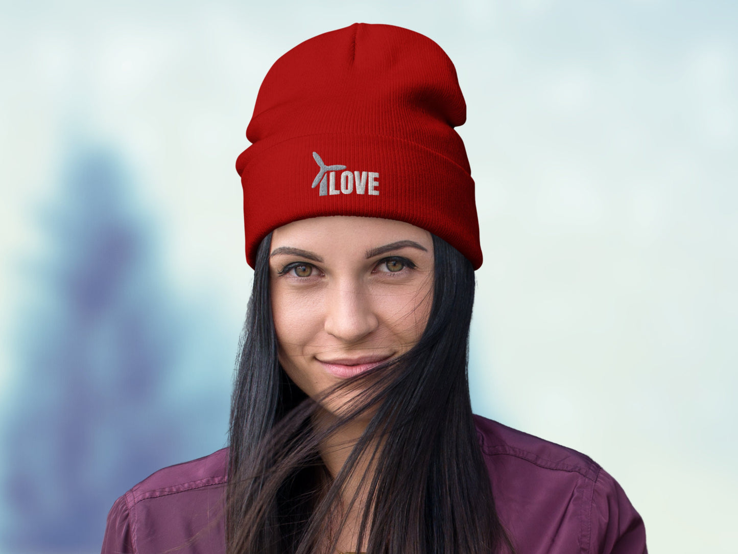 Wind Energy Embroidered Beanie
